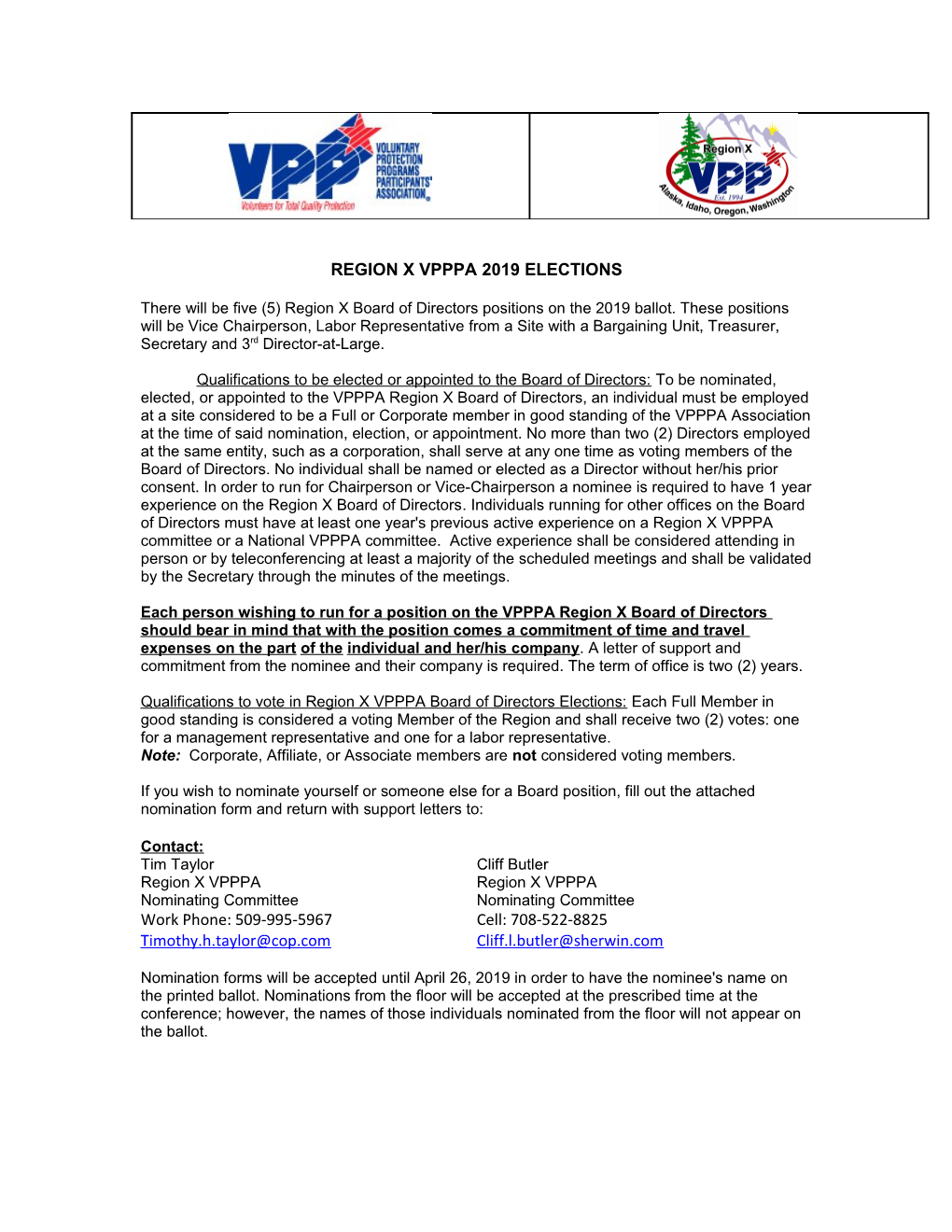 Region X Vpppa 2019 Elections