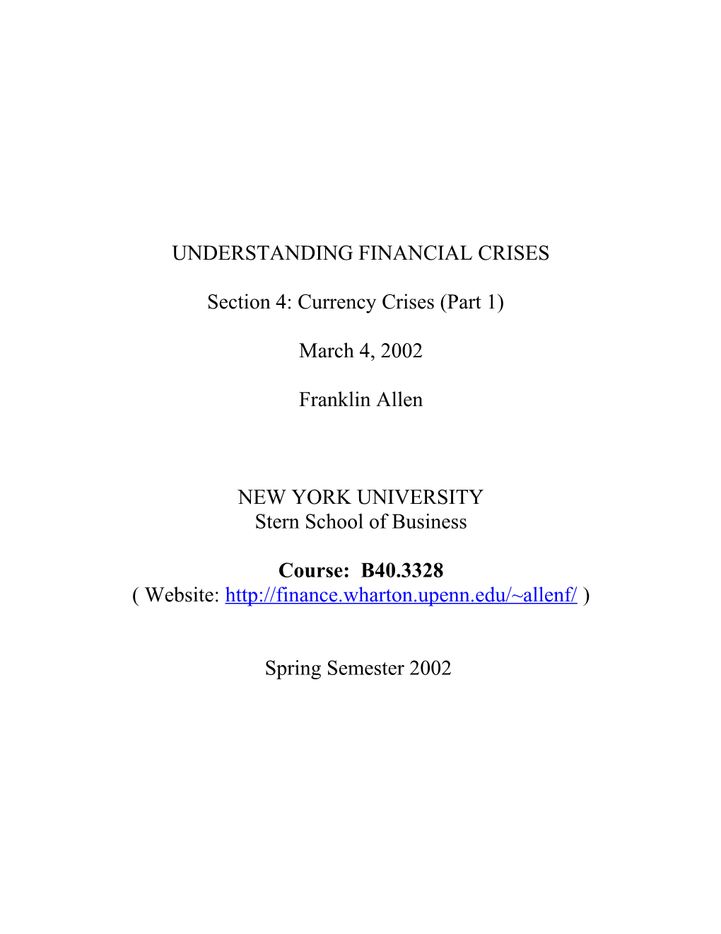 Understanding Financial Crises