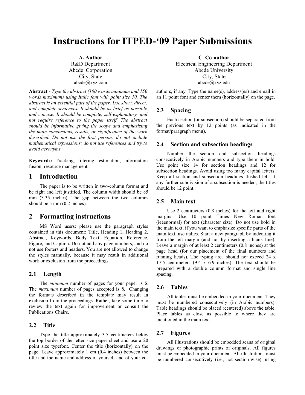 Typing Instructions for IEEE SMC'05 Paper Submissions