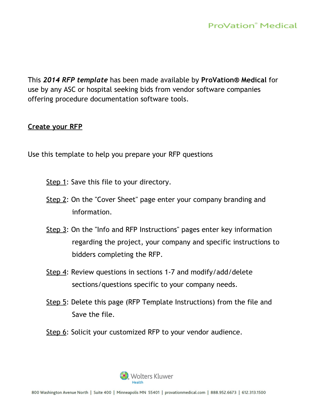 Provation Medical Stationary Template