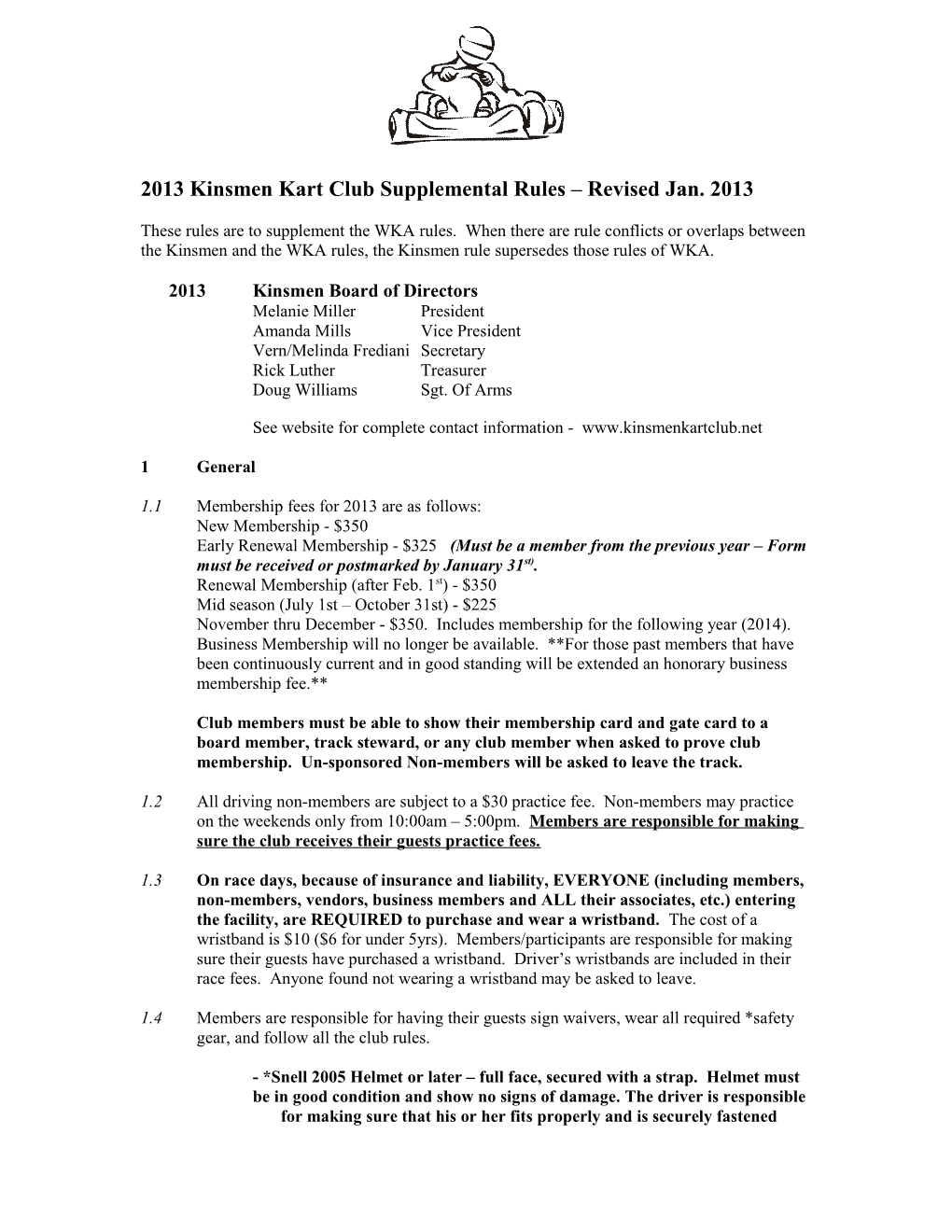 2006 Kinsmen Kart Club Supplemental Rules Revised 12-11-2005