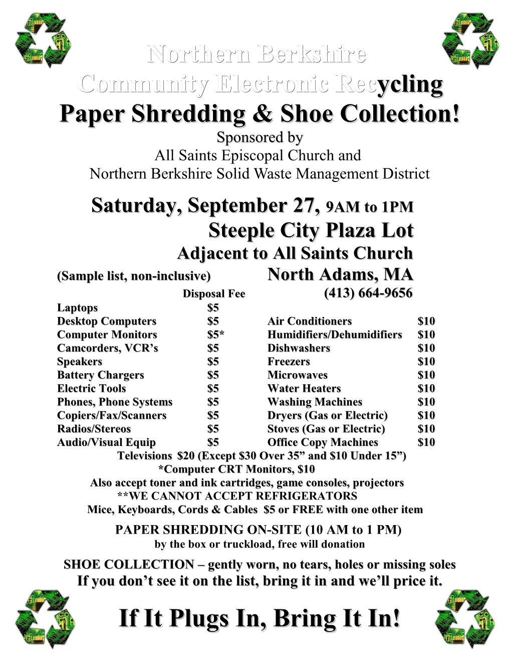Northern Berkshire Electronic Recycling & Paper Shredding Event