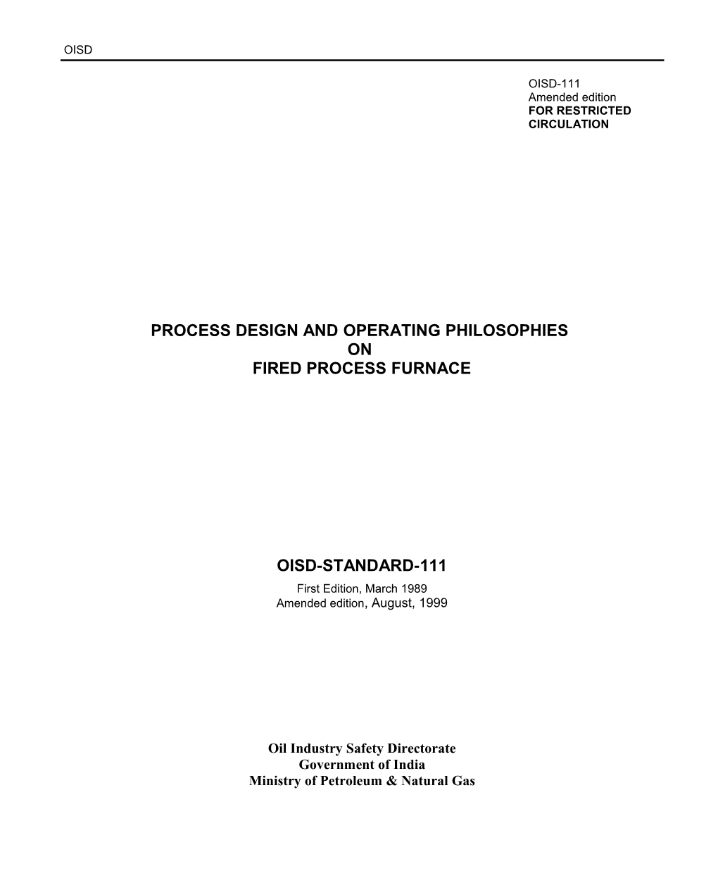 Process Design and Operating Philosophies