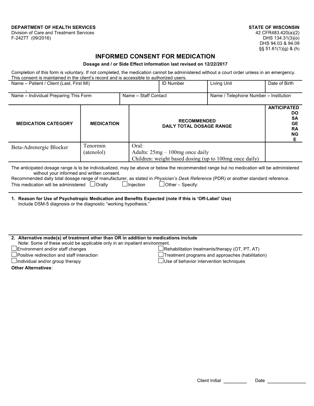 Informed Consent for Medication