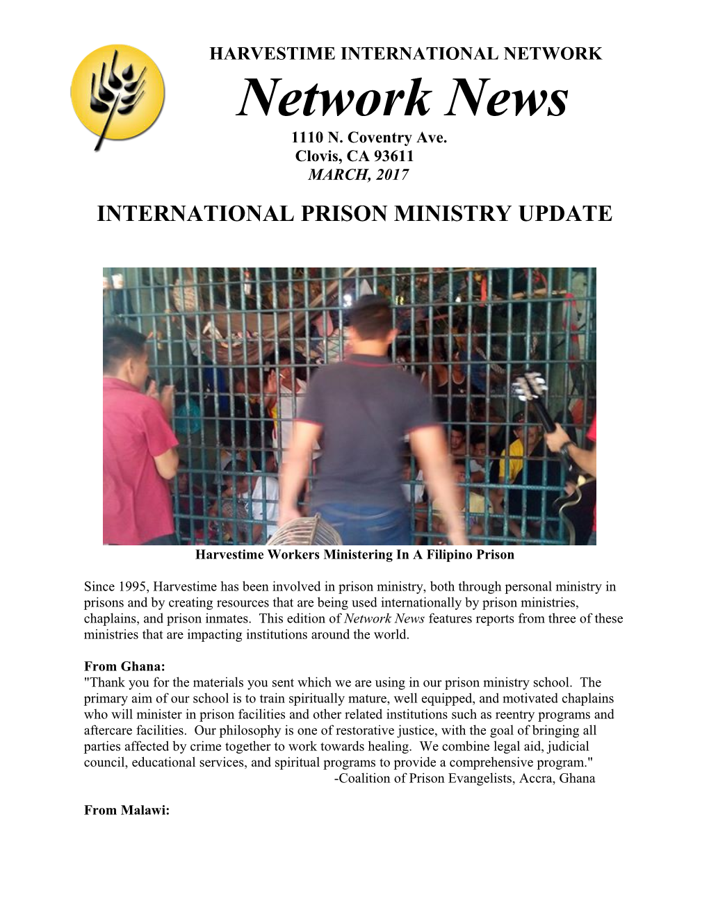 International Prison Ministry Update