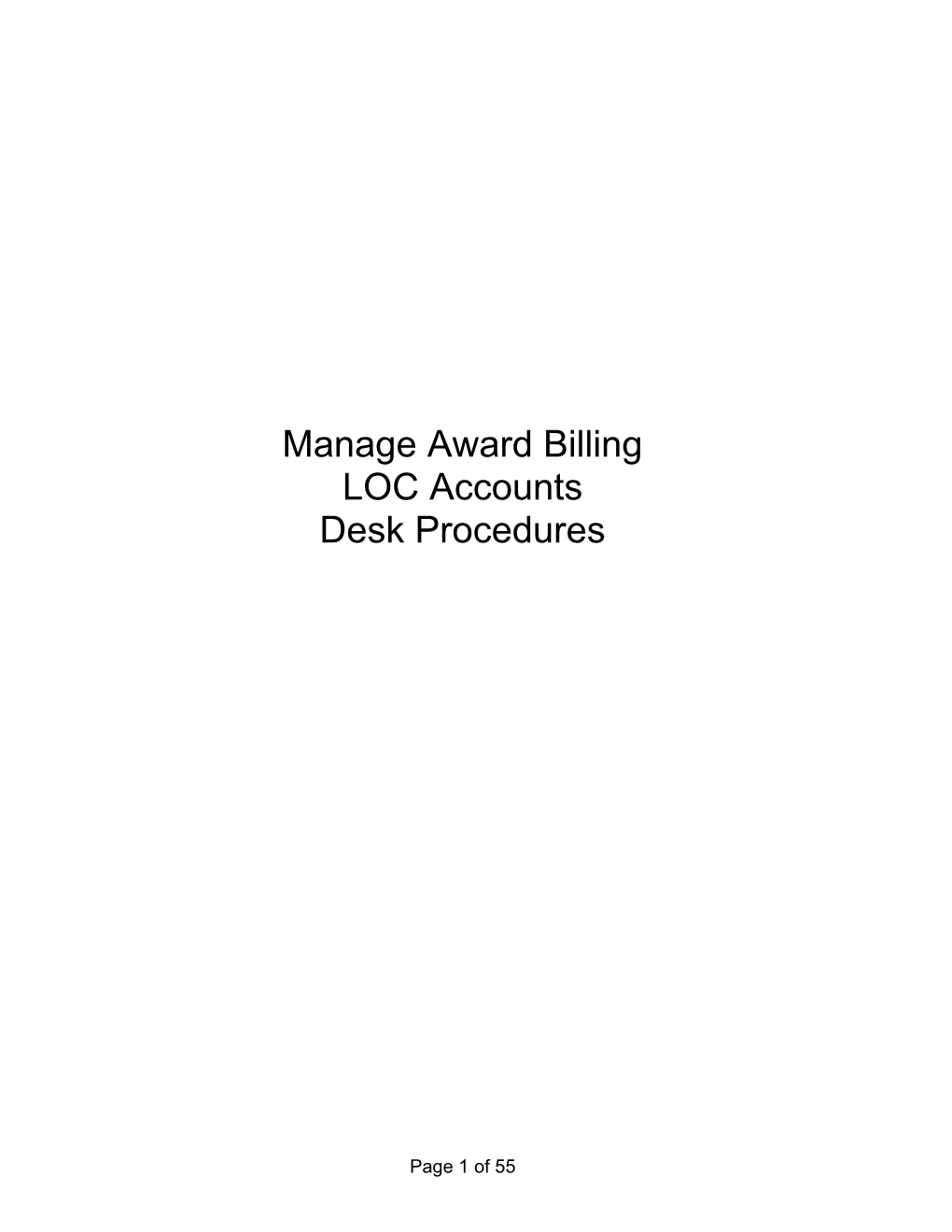 Manage Award Billing