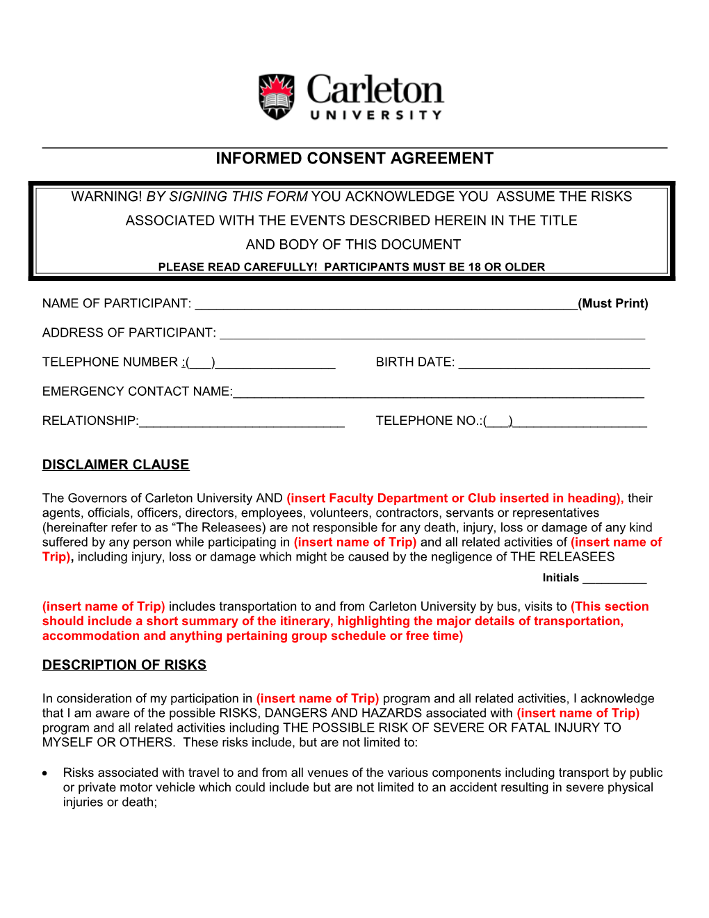 Informed Consent Agreement