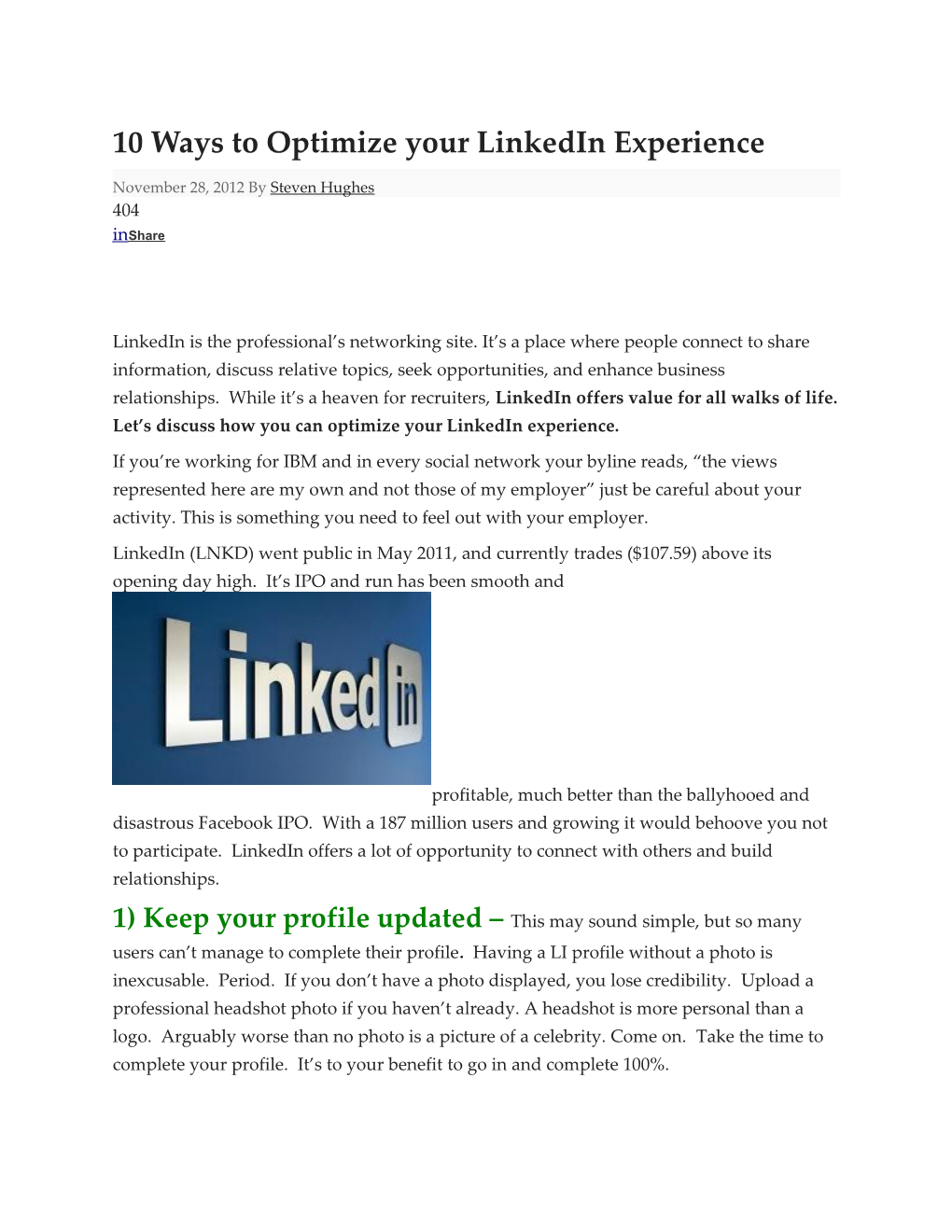 10 Ways to Optimize Your Linkedin Experience