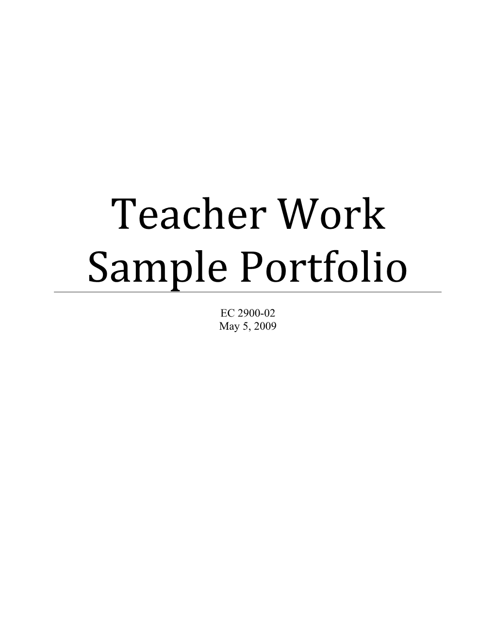 Teacher Work Sample Portfolio