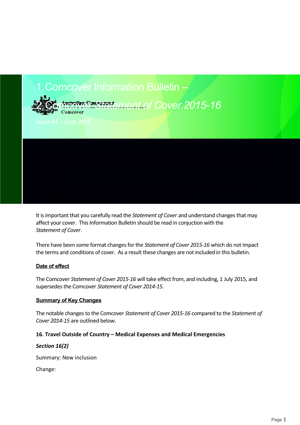 Comcover Information Bulletin - Issue 44 - June 2015