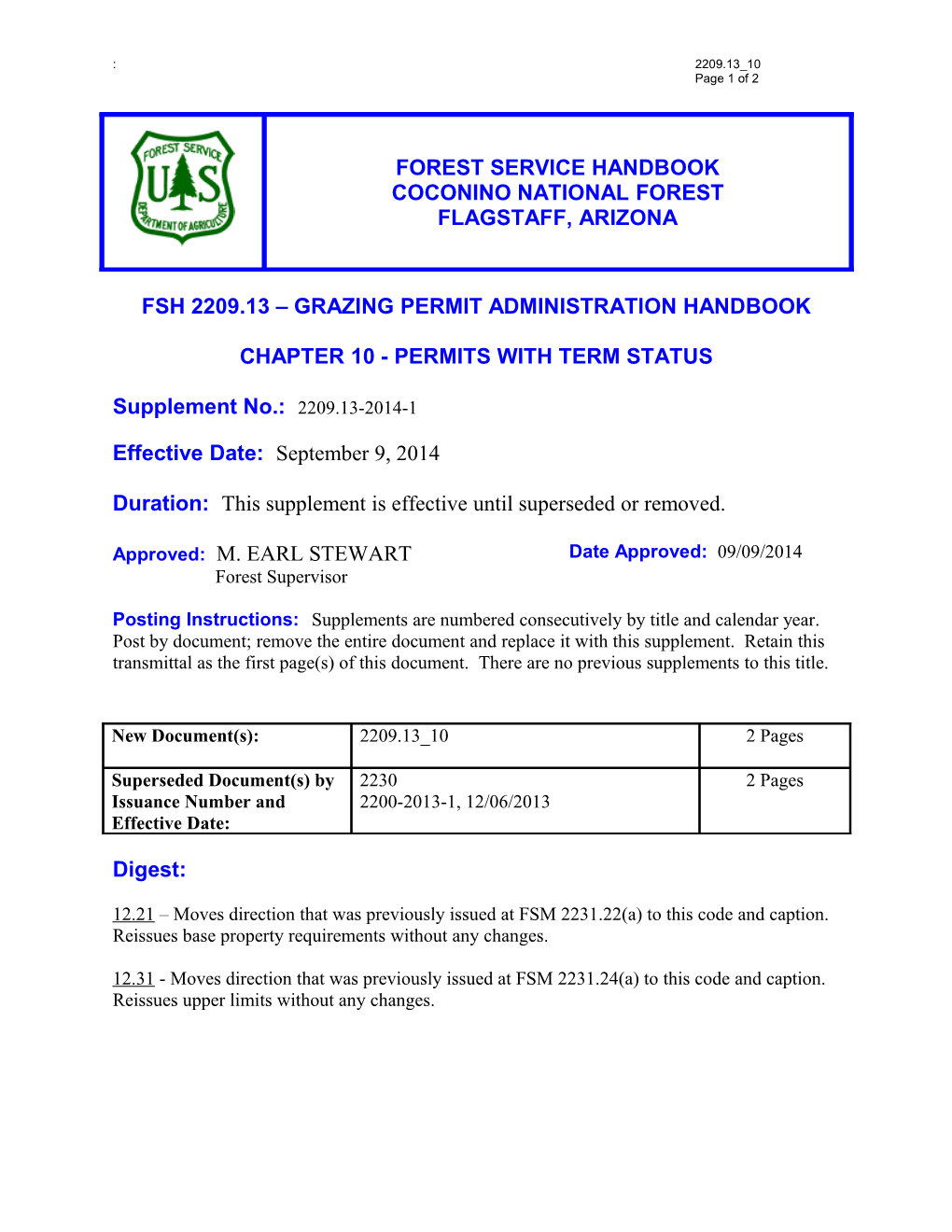 Fsh 2209.13 GRAZING PERMIT ADMINISTRATION HANDBOOK