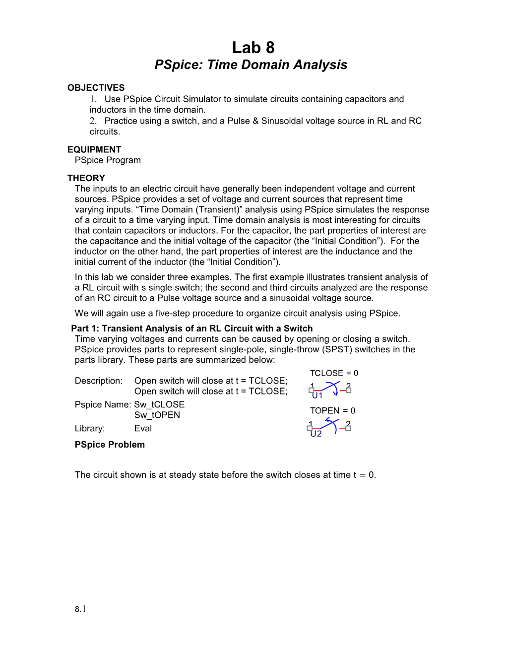 Pspice: Time Domain Analysis