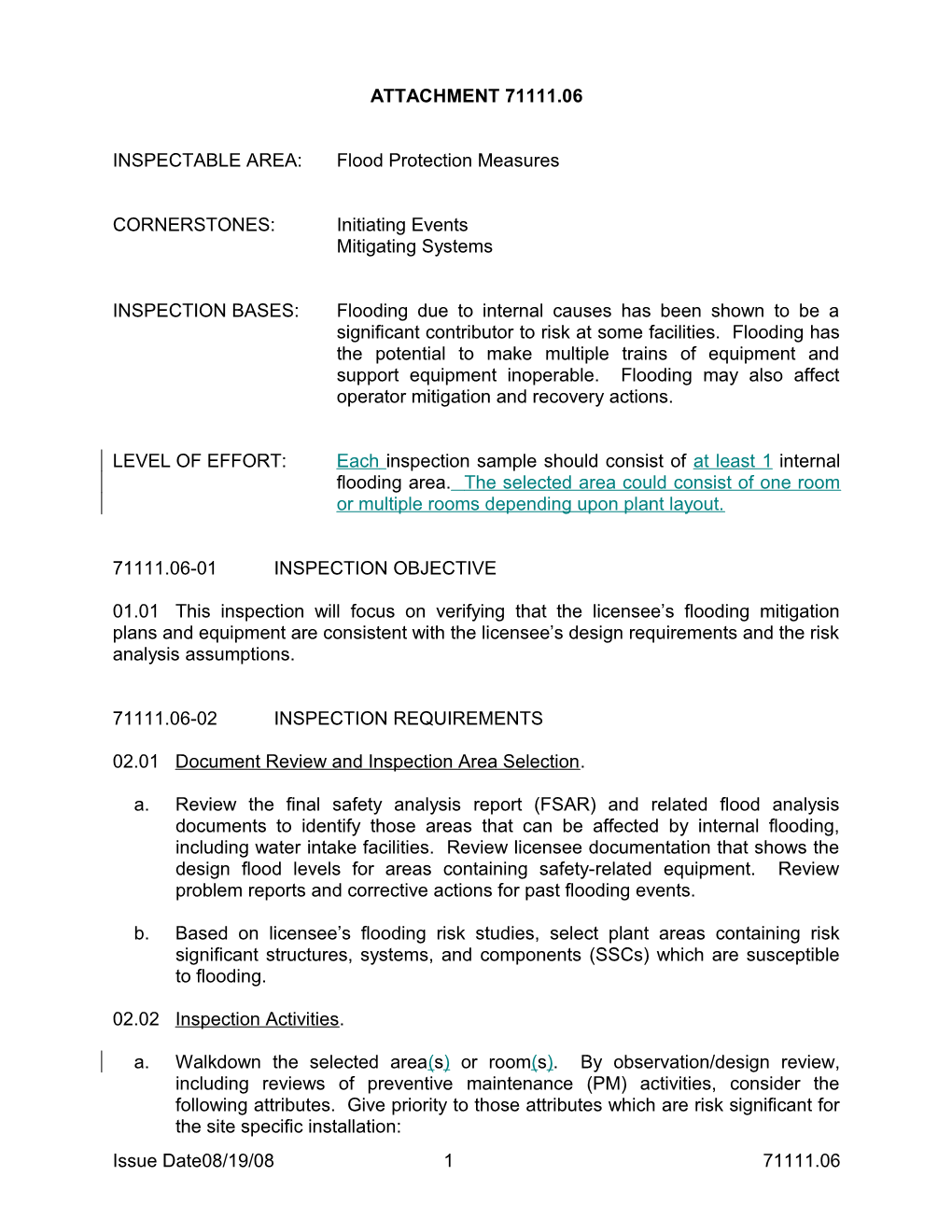 INSPECTABLE AREA: Flood Protection Measures