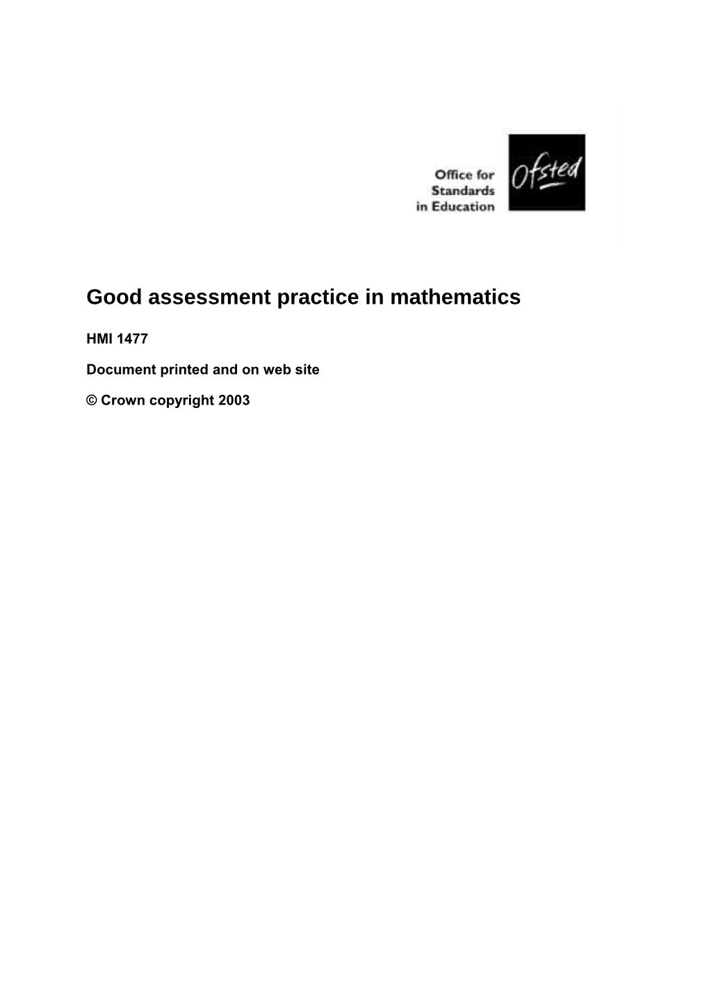 Good Assessment Practice in Mathematics