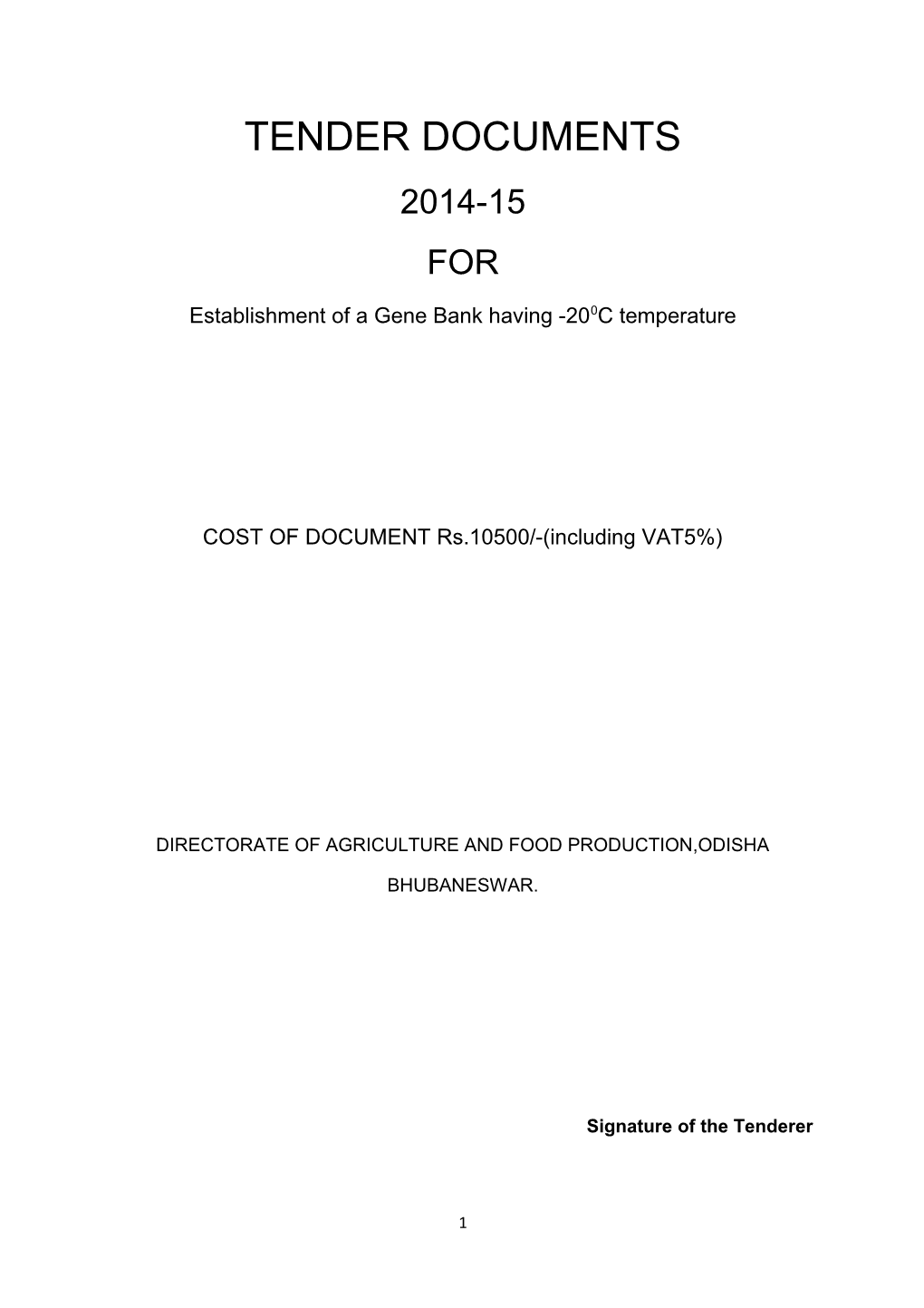 Establishment of a Gene Bank Having -200C Temperature