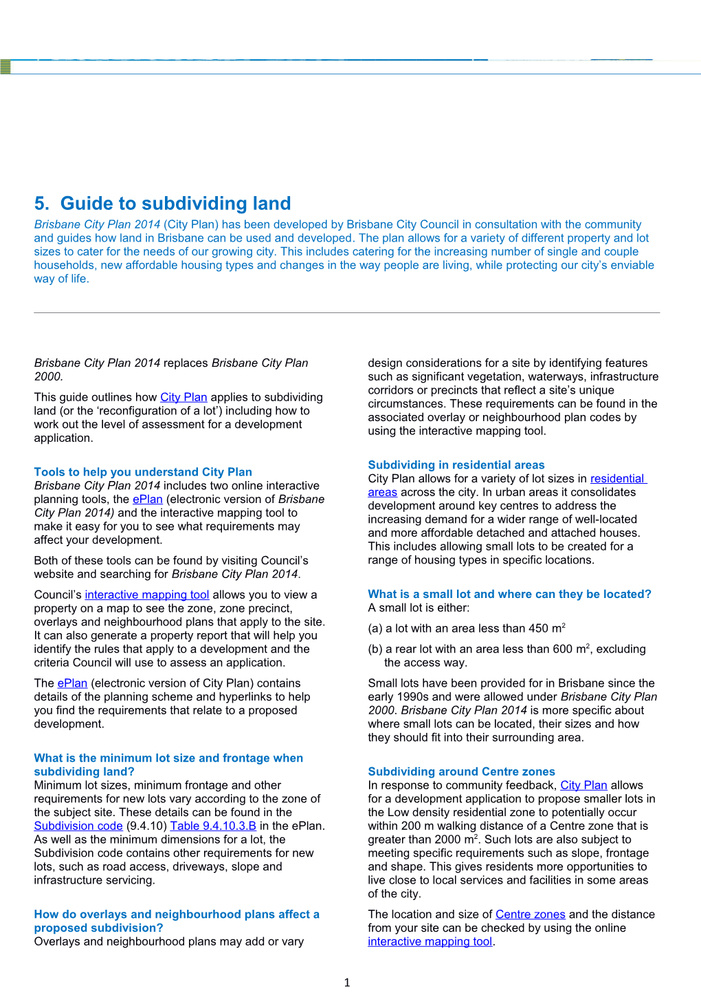 5. Guide to Subdividing Land