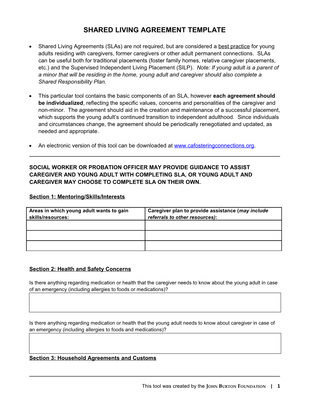 Shared Living Agreement Template