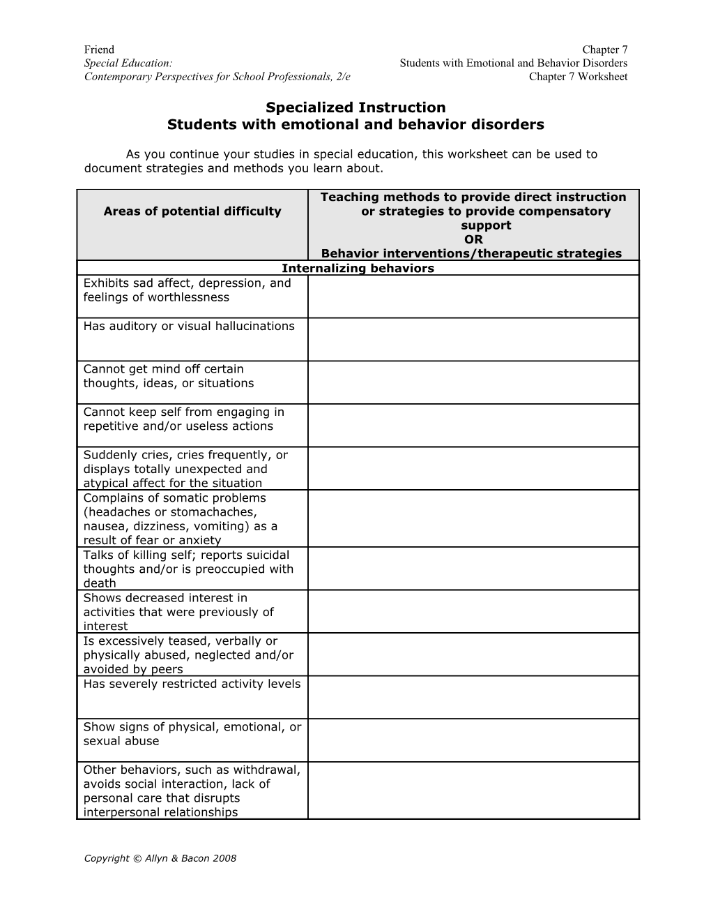 Special Education:Students with Emotional and Behavior Disorders