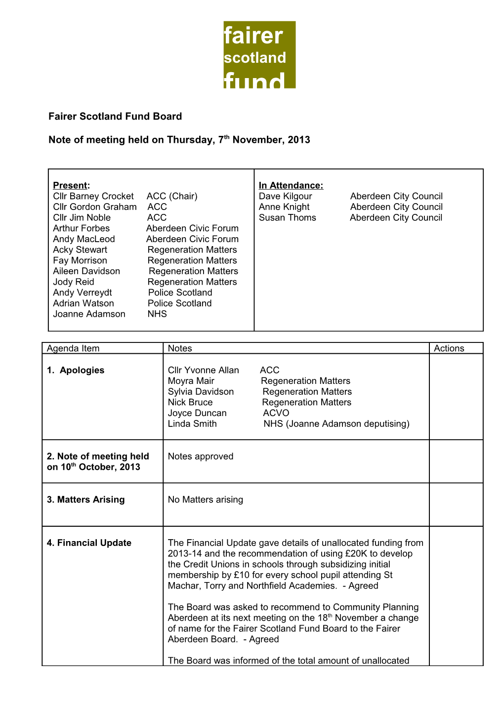 Fairer Scotland Fund Board