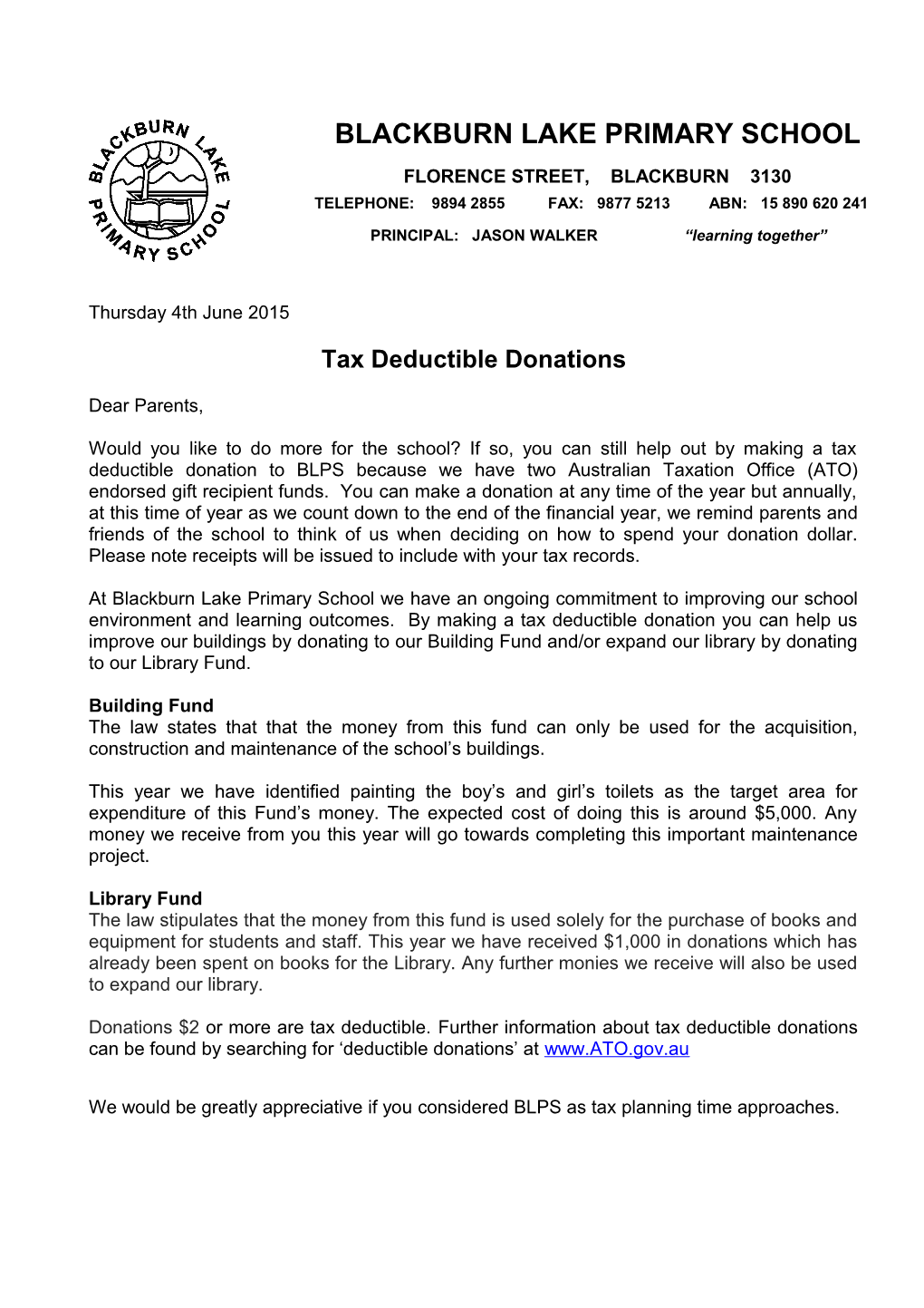 Tax Deductible Donations