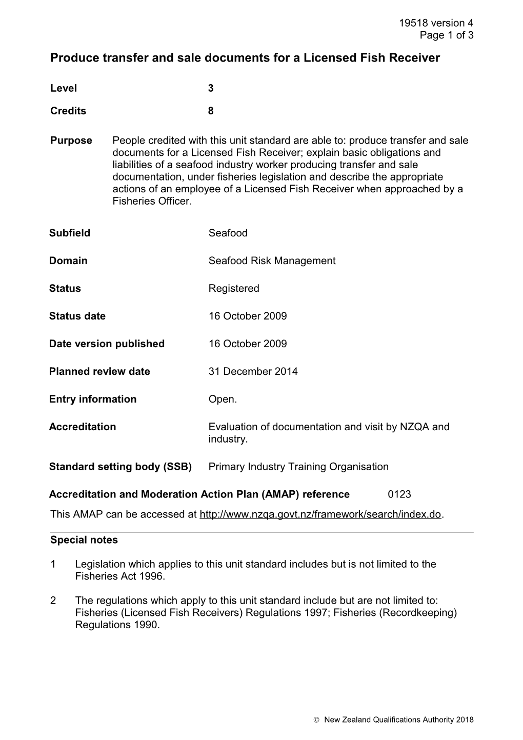 19518 Produce Transfer and Sale Documents for a Licensed Fish Receiver