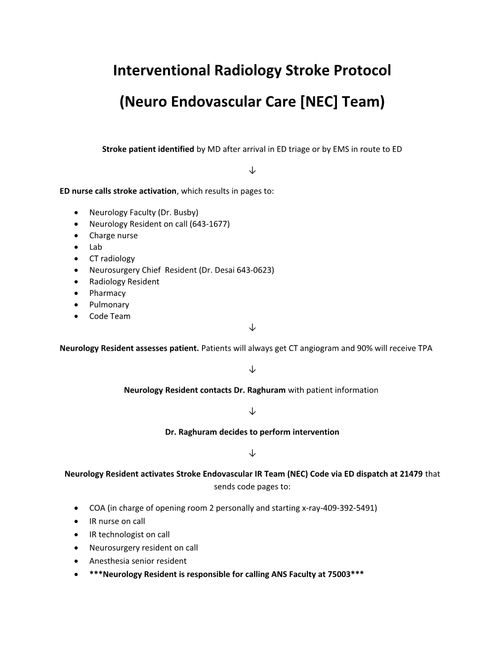 Interventional Radiology Stroke Protocol