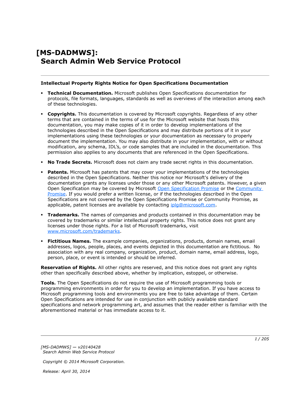 Intellectual Property Rights Notice for Open Specifications Documentation s150