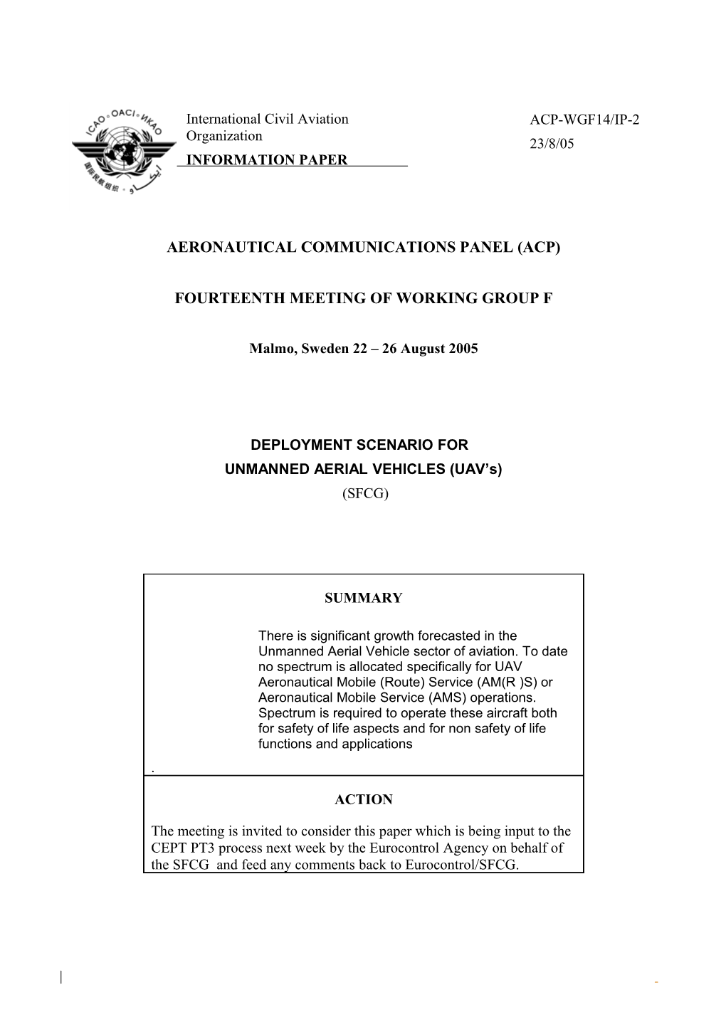 Deployment Scenario for Unmanned Aerial Vehicles (Uavs)