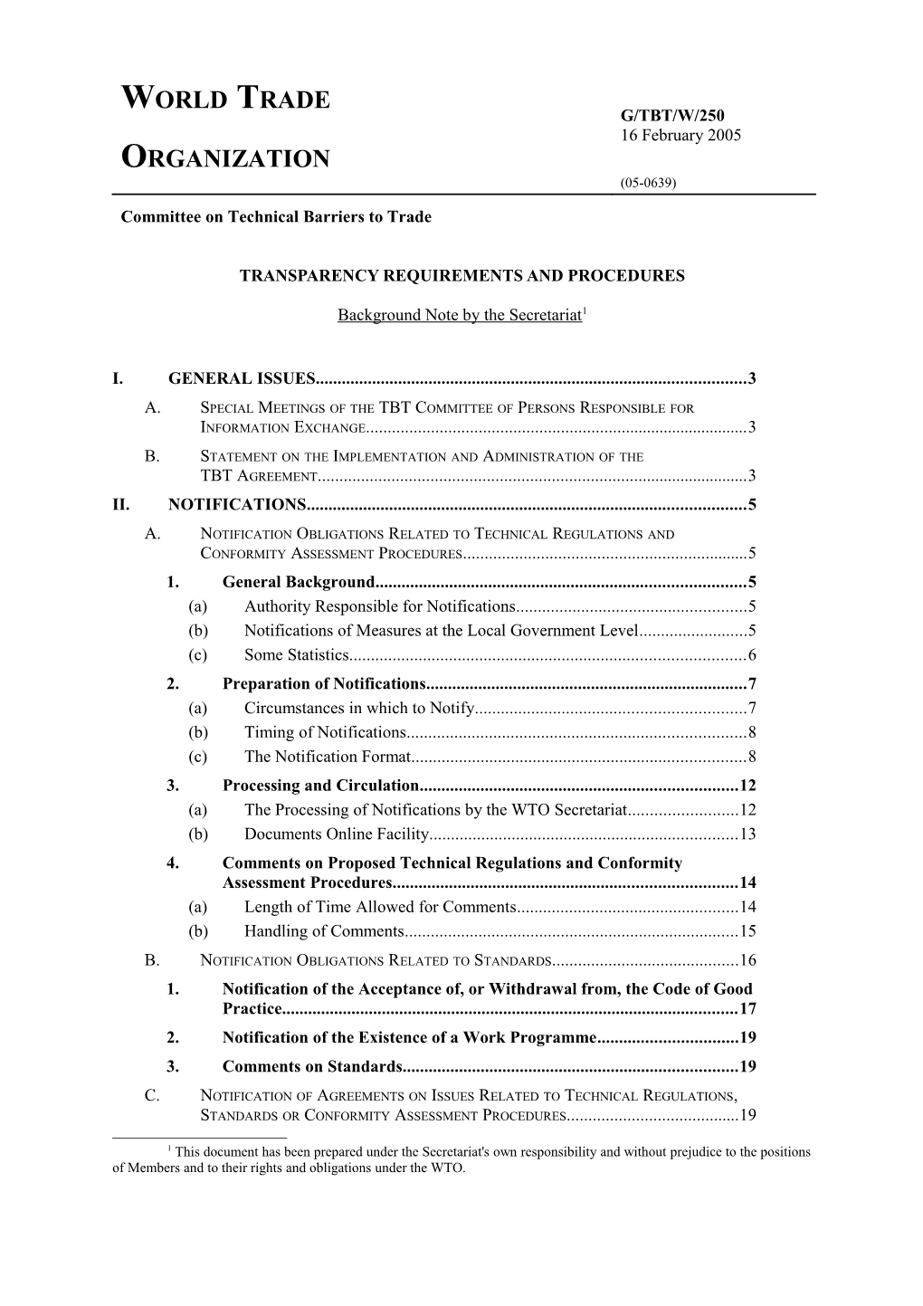 Transparency Requirements and Procedures