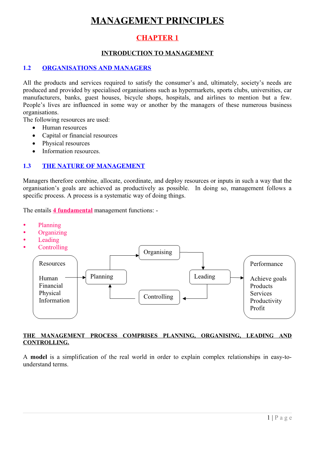 Management Principles