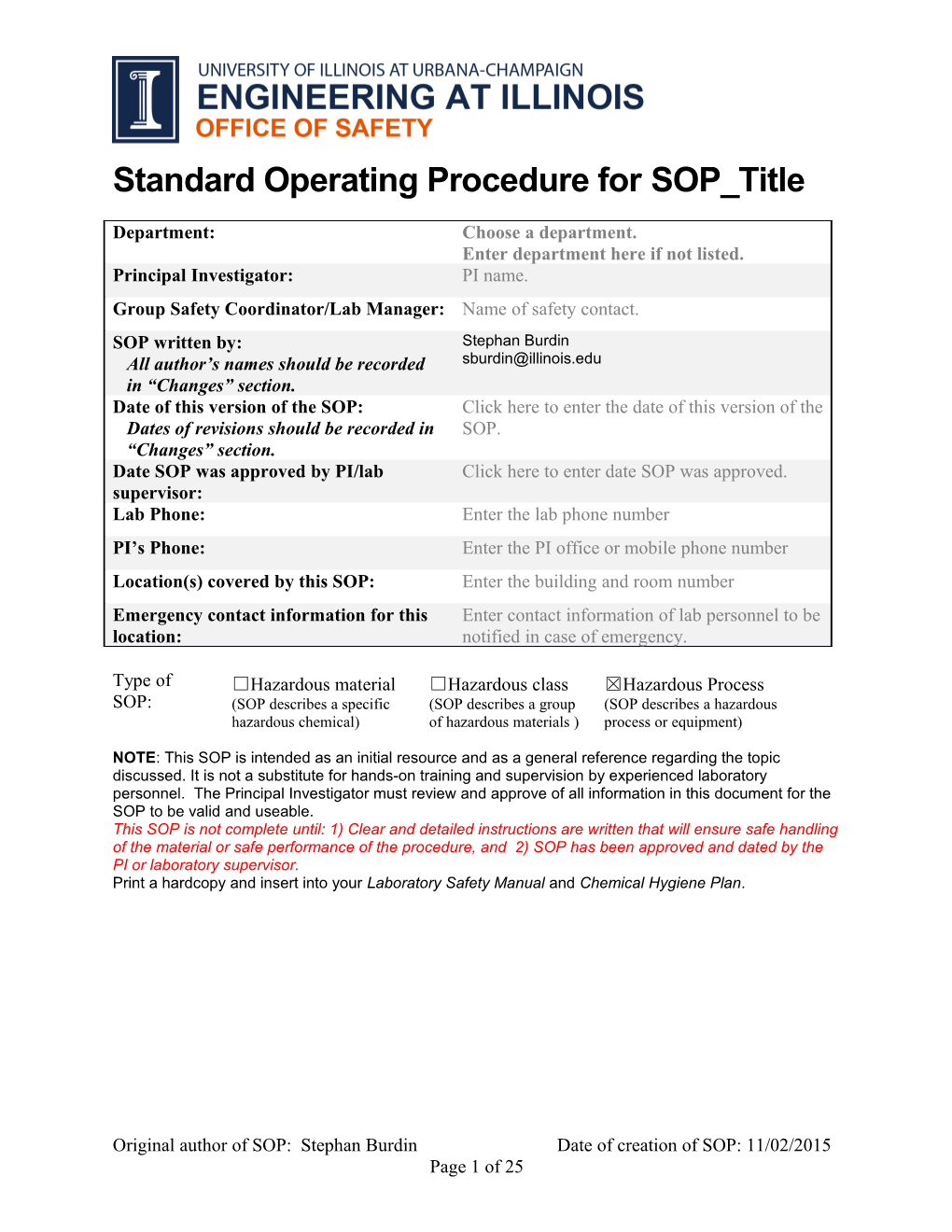 Standard Operating Procedure for Laboratory Tube Furnaces