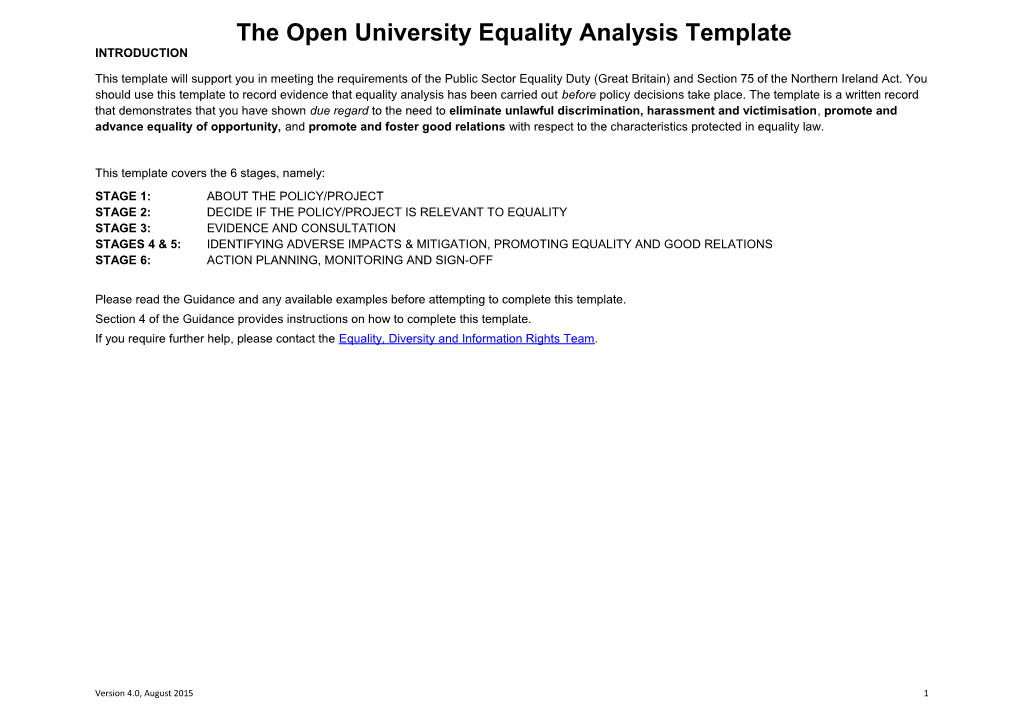 Equality Analysis Template