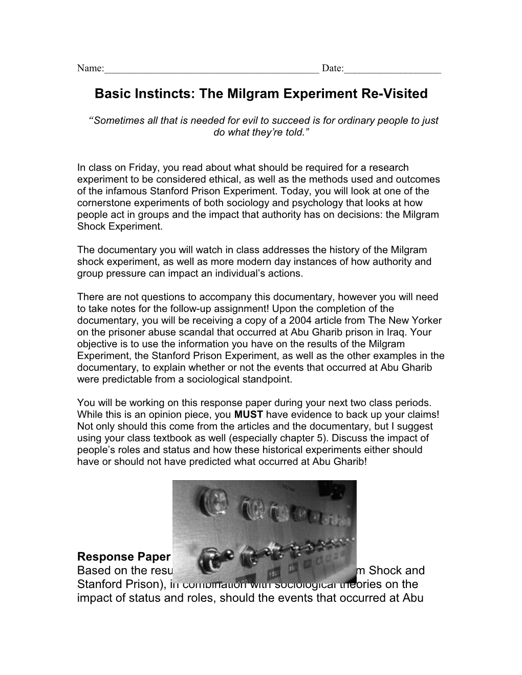 Basic Instincts: the Milgram Experiment Re-Visited