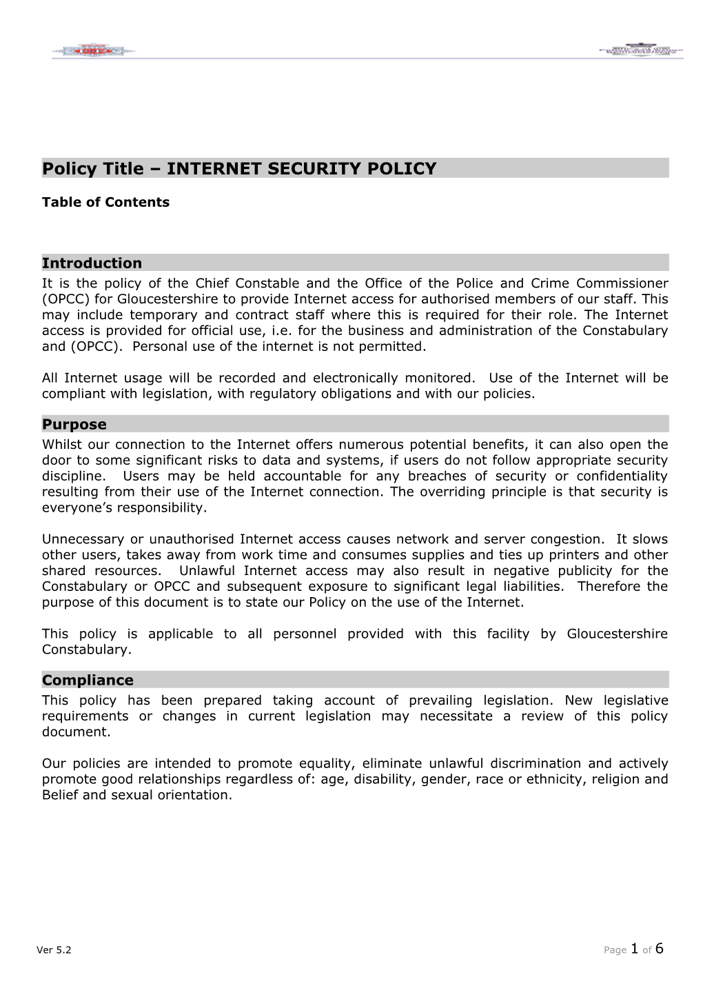 Policy Title INTERNET SECURITY POLICY