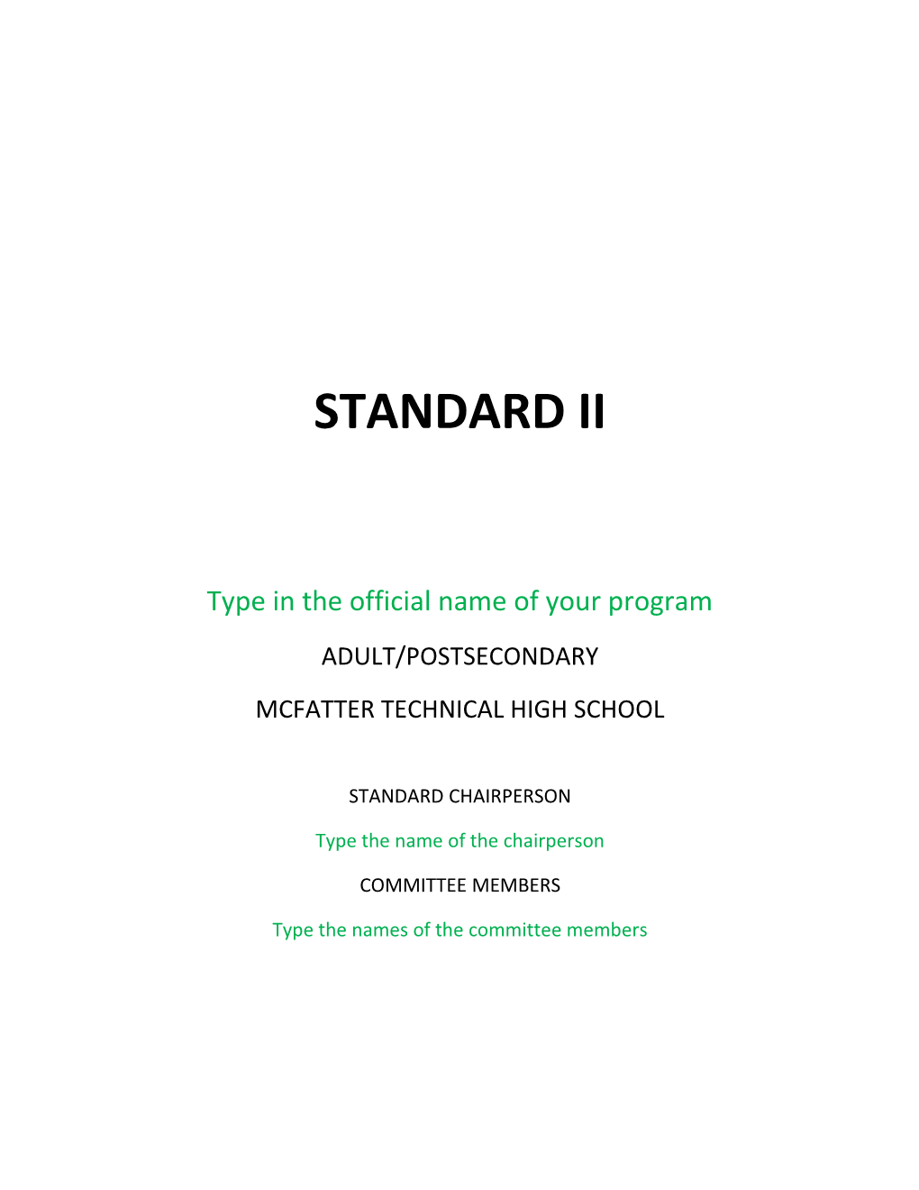 Type in the Official Name of Your Program