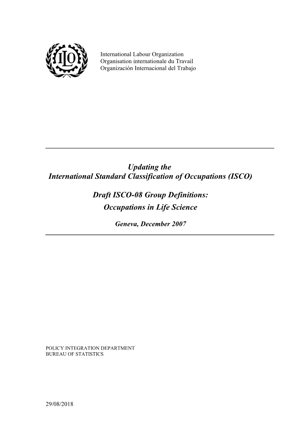 International Standard Classification of Occupations (ISCO)