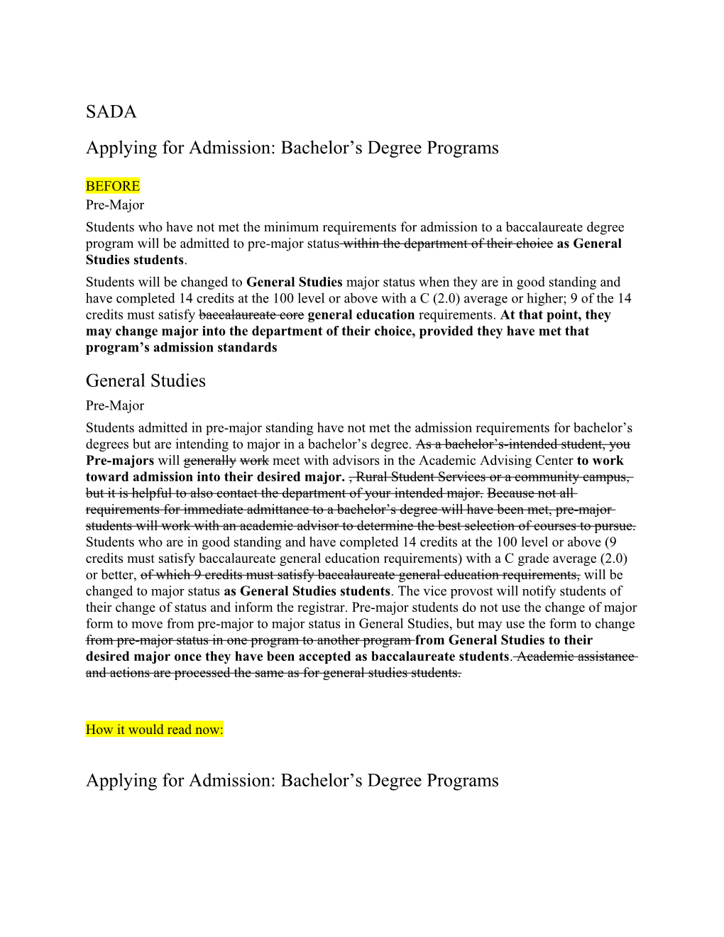 Applying for Admission: Bachelor S Degree Programs