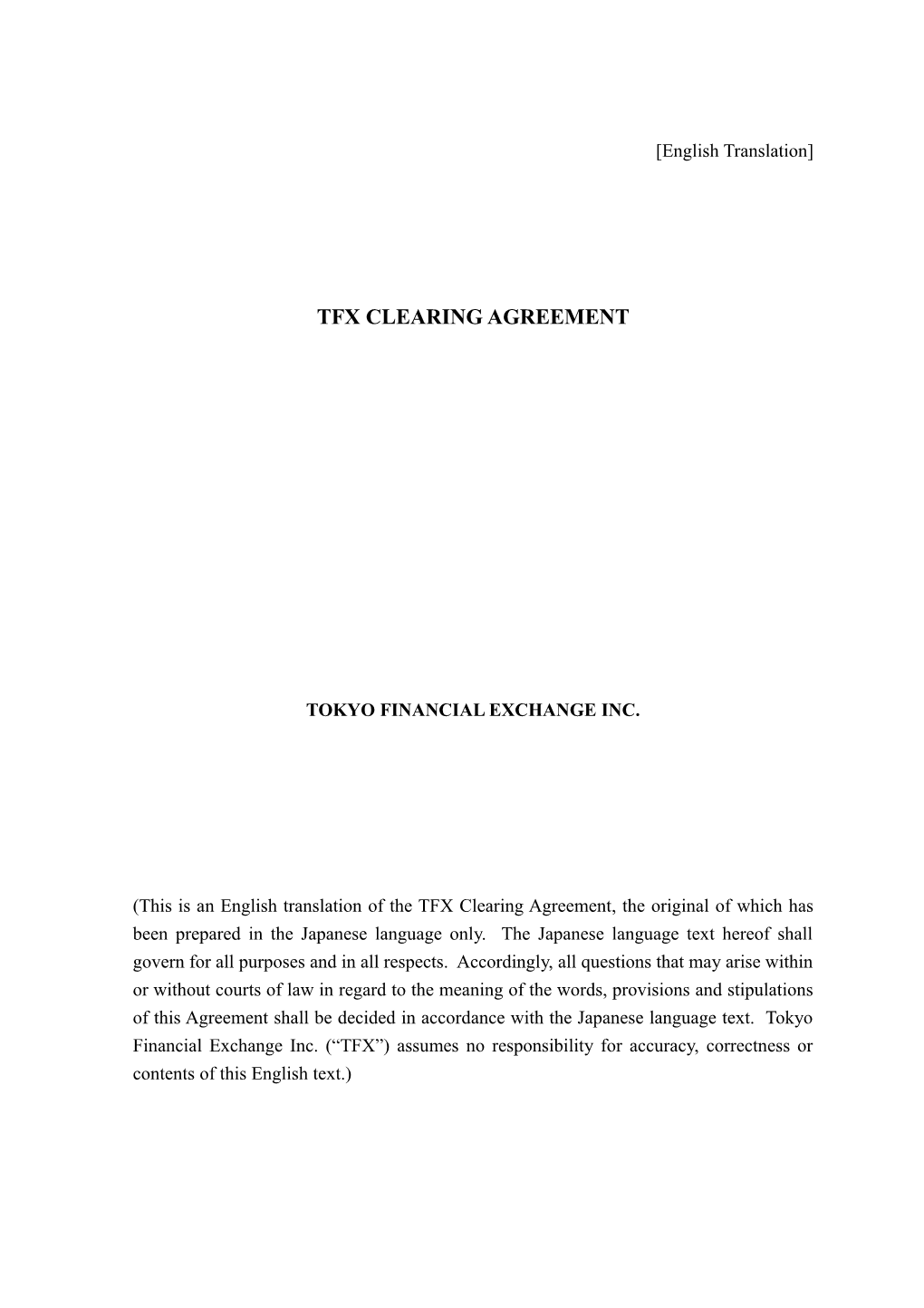 TFX Clearing Agreement 1