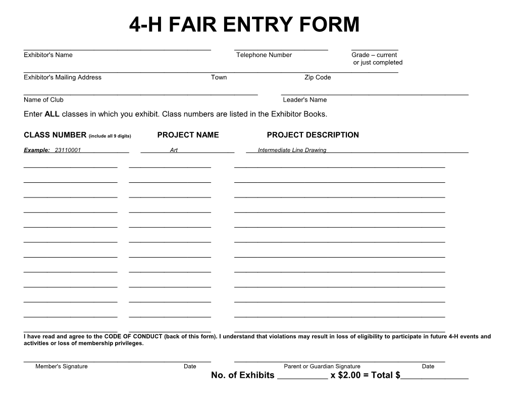 Exhibitor's Name Telephone Number Grade Current