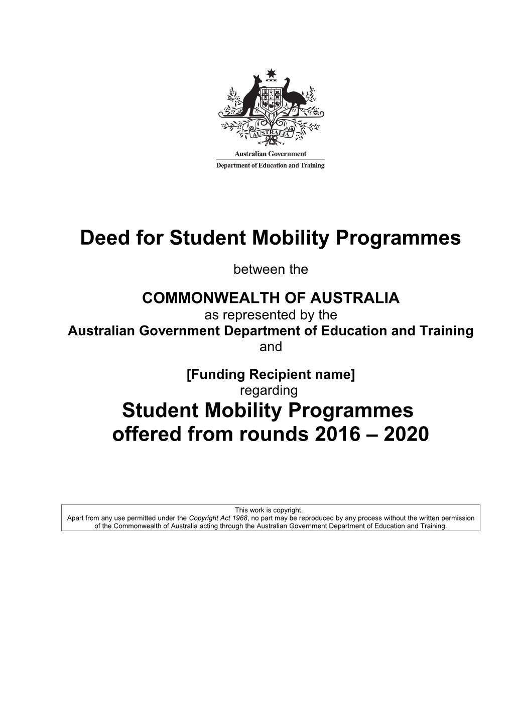Deed for Student Mobility Programmes