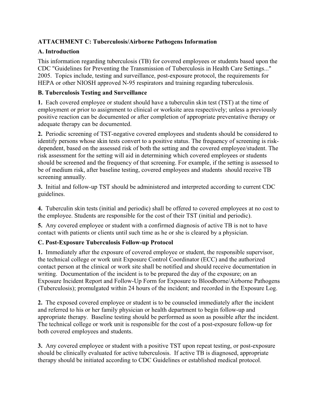 ATTACHMENT C: Tuberculosis/Airborne Pathogens Information