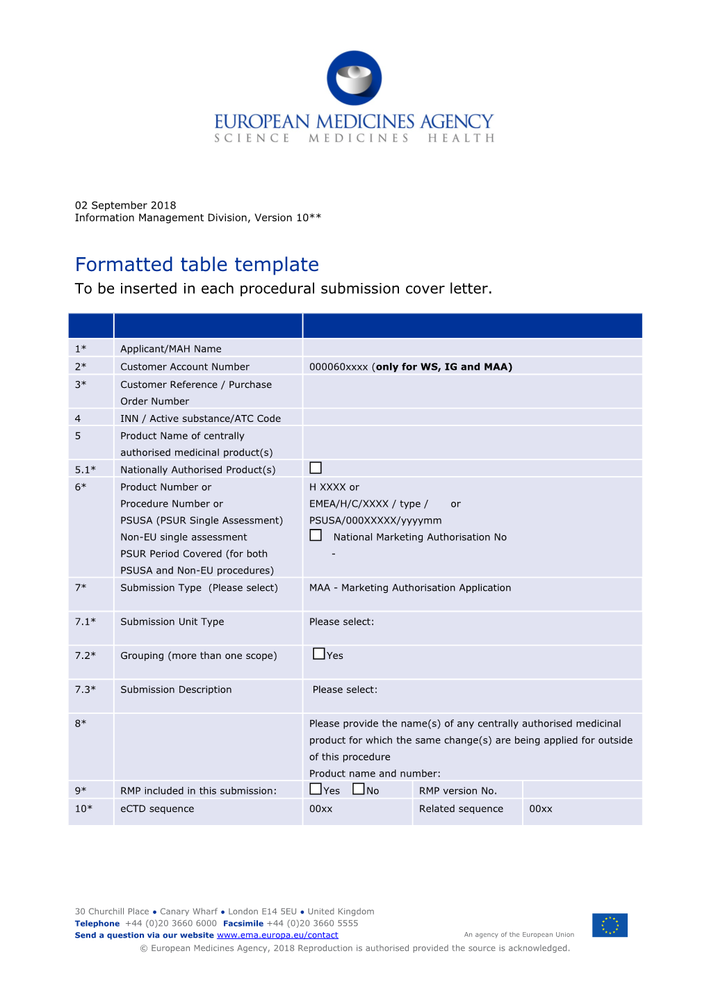 Template Table Cover Letter - Published