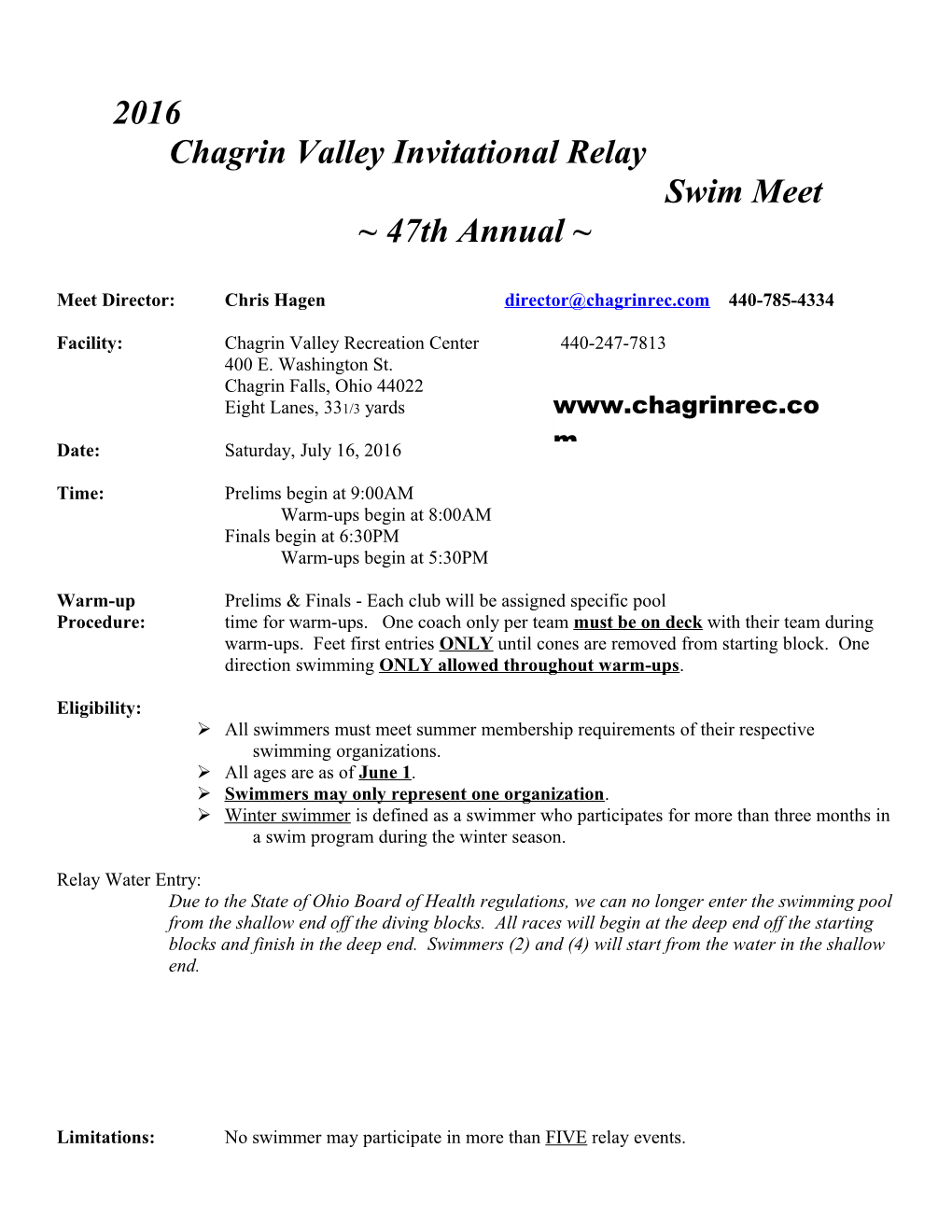 Chagrin Valley Invitational Relay