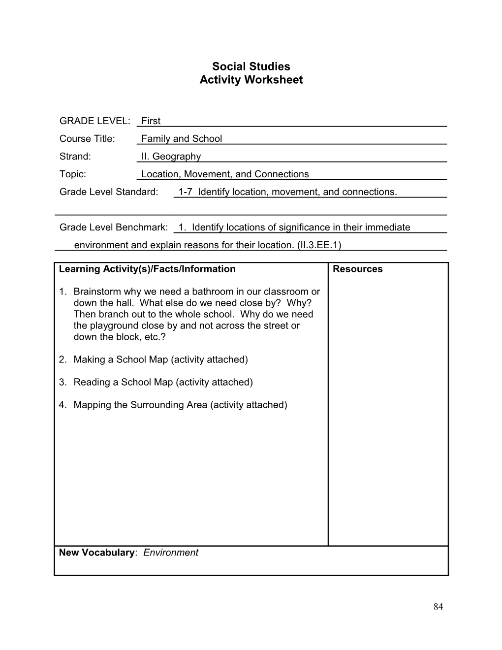 Activity Worksheet s1