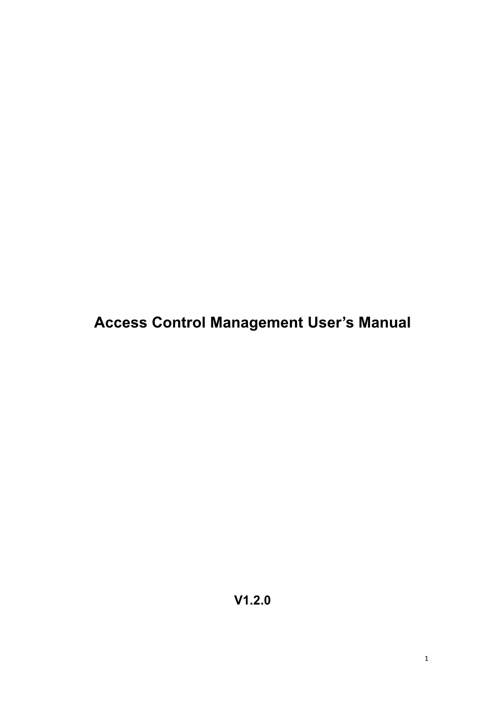 Access Control Managementuser S Manual