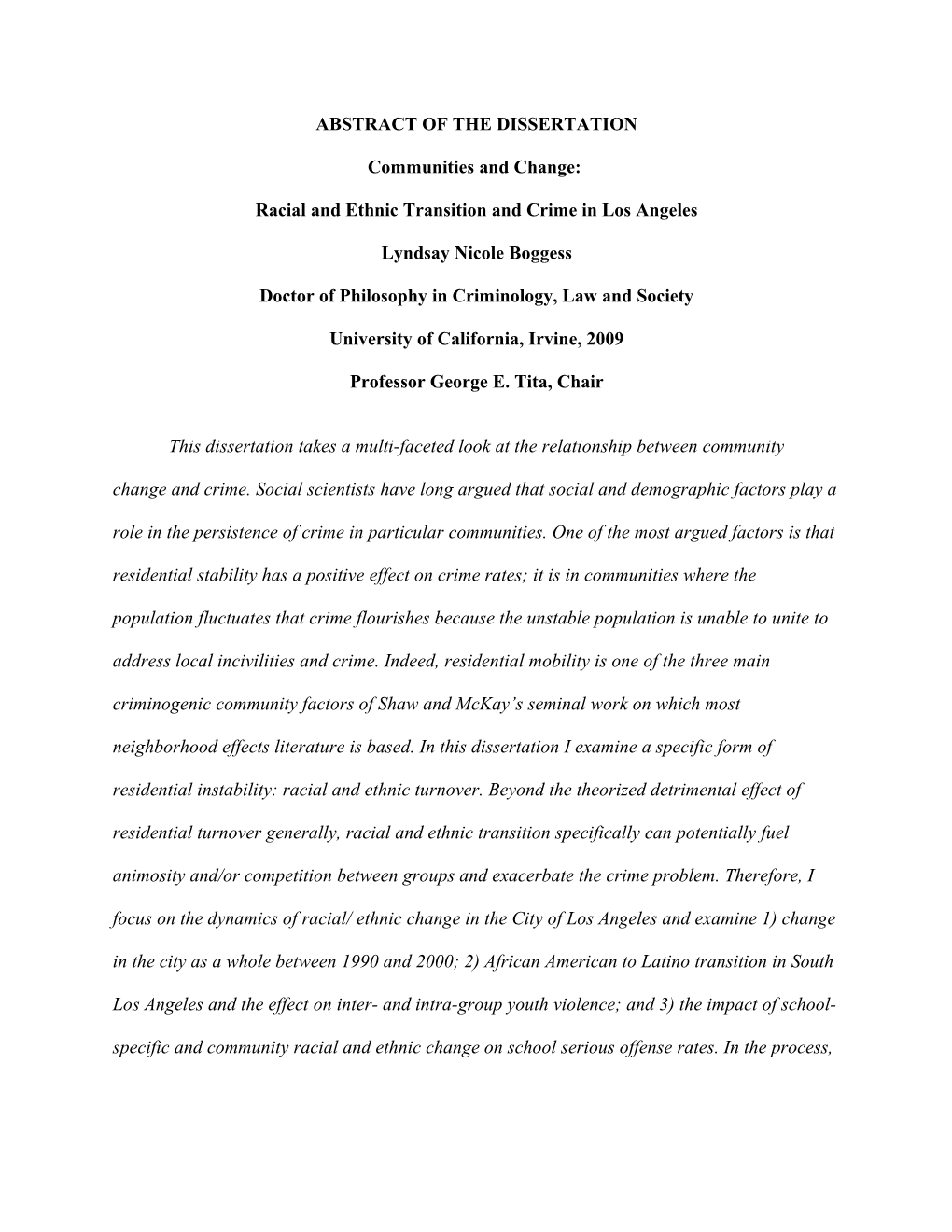 Racial and Ethnic Transition and Crime in Los Angeles