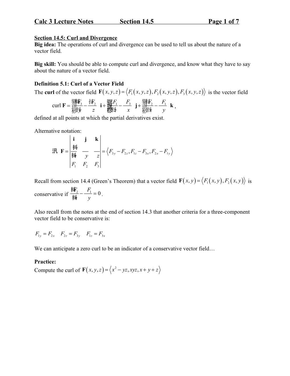 Calculus 3 Lecture Notes, Section 14.5