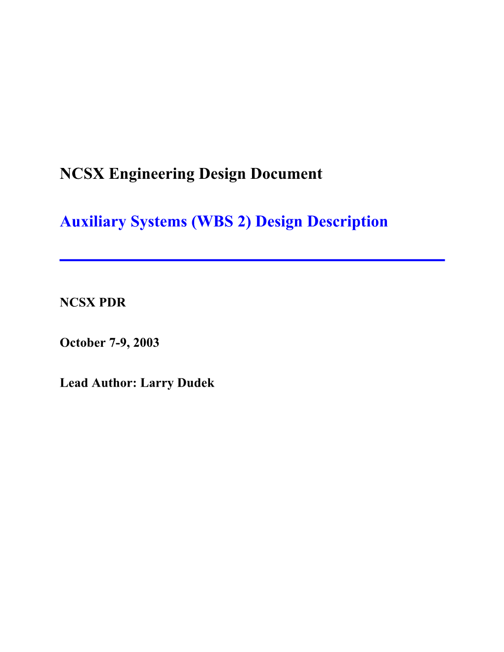 NCSX Engineering Design Document