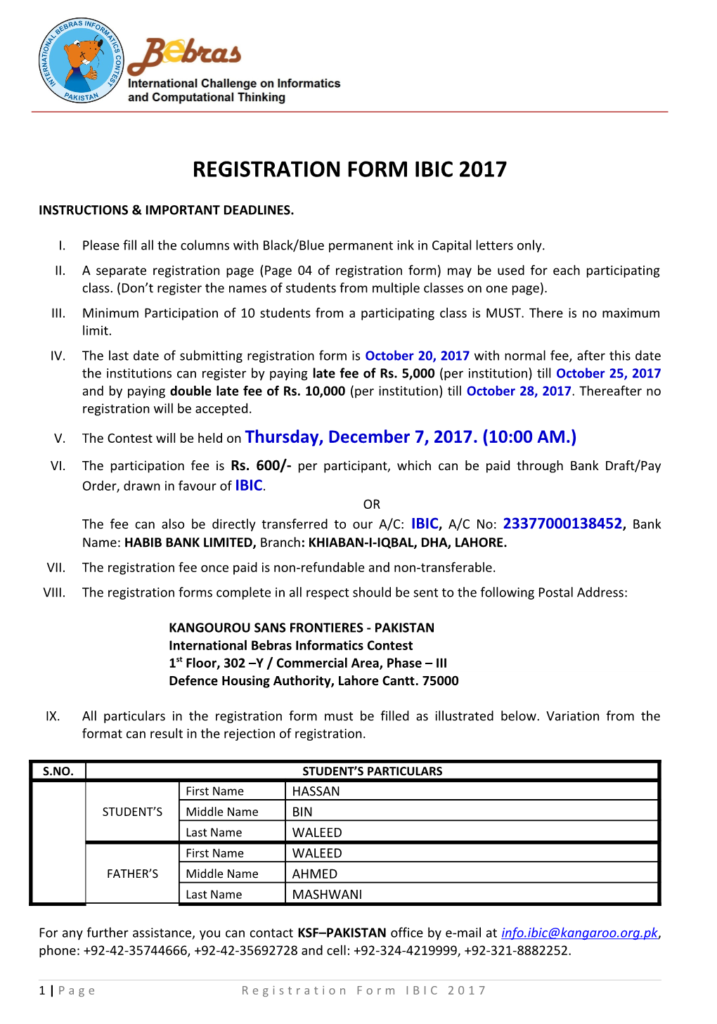 Registration Form Ibic 2017