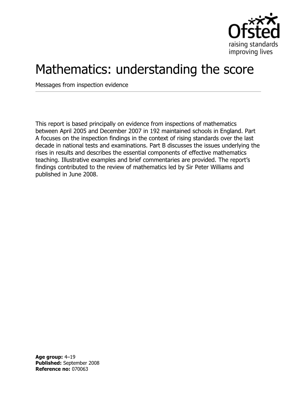 Mathematics: Understanding the Score